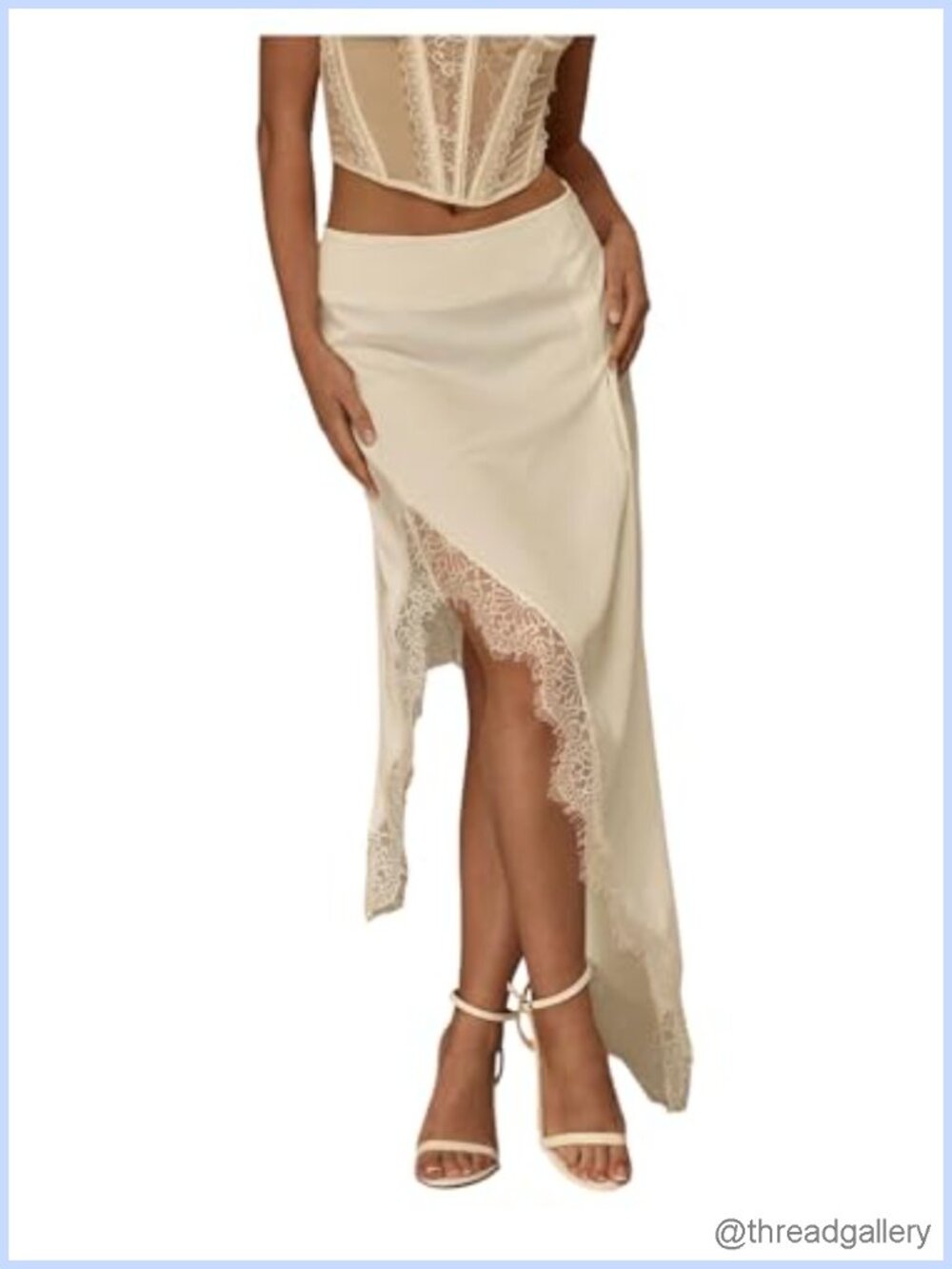 Lace Trim Asymmetrical Hem Maxi Skirt Women Elegant Y2k Night Out Split